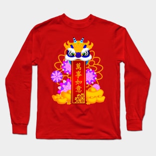 CNY: BLUE LION BLESSINGS Long Sleeve T-Shirt